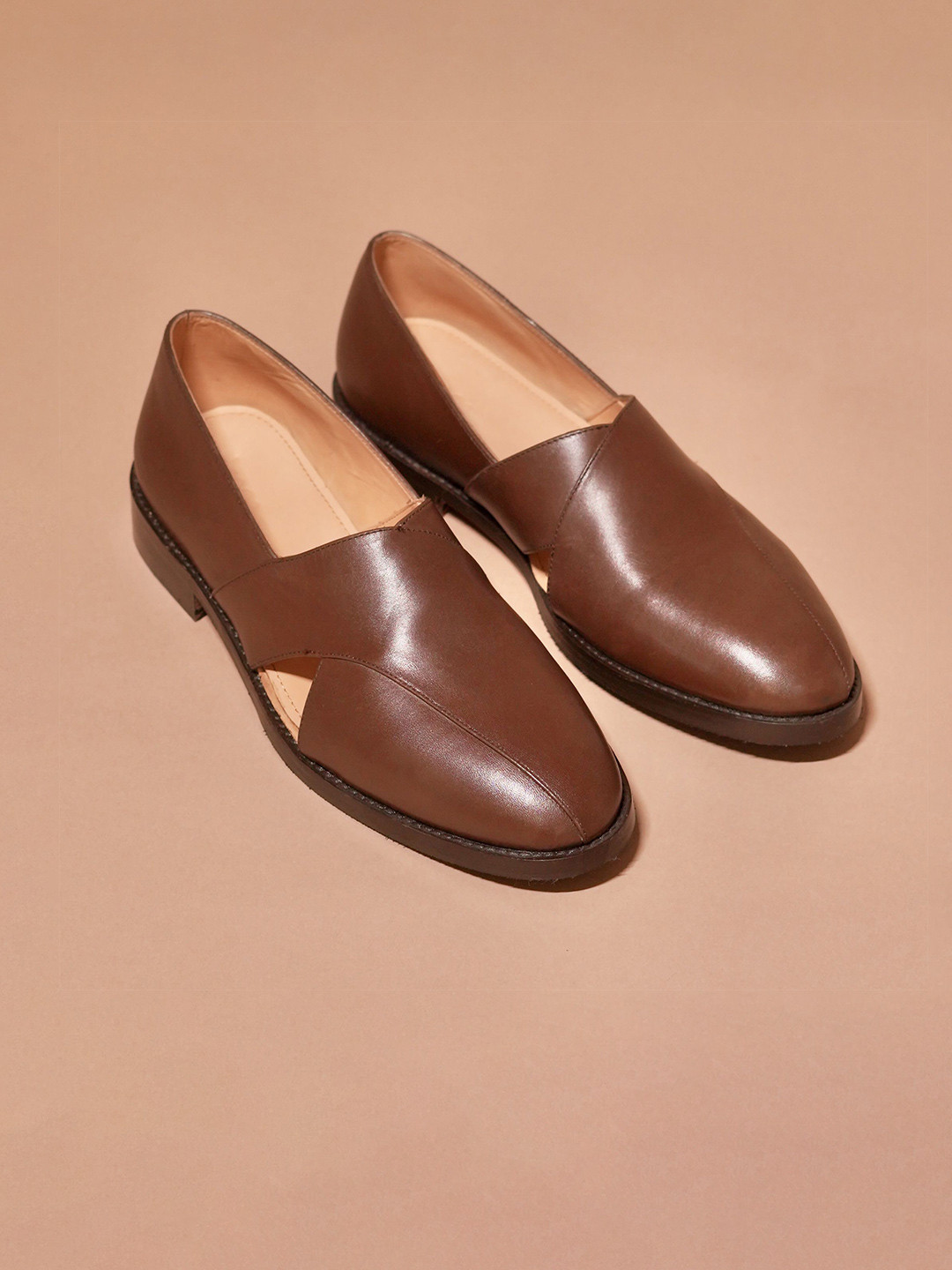 dmodot Men Leather Pesha Scarpo Marrone Loafers