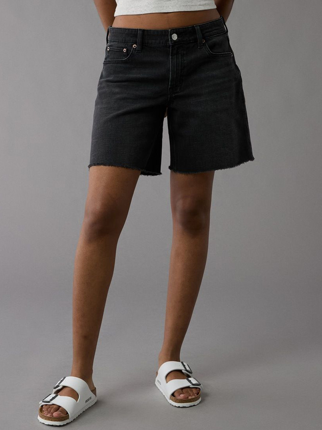 AMERICAN EAGLE OUTFITTERS Women Relaxed Fit Mid-Rise Cotton Shorts