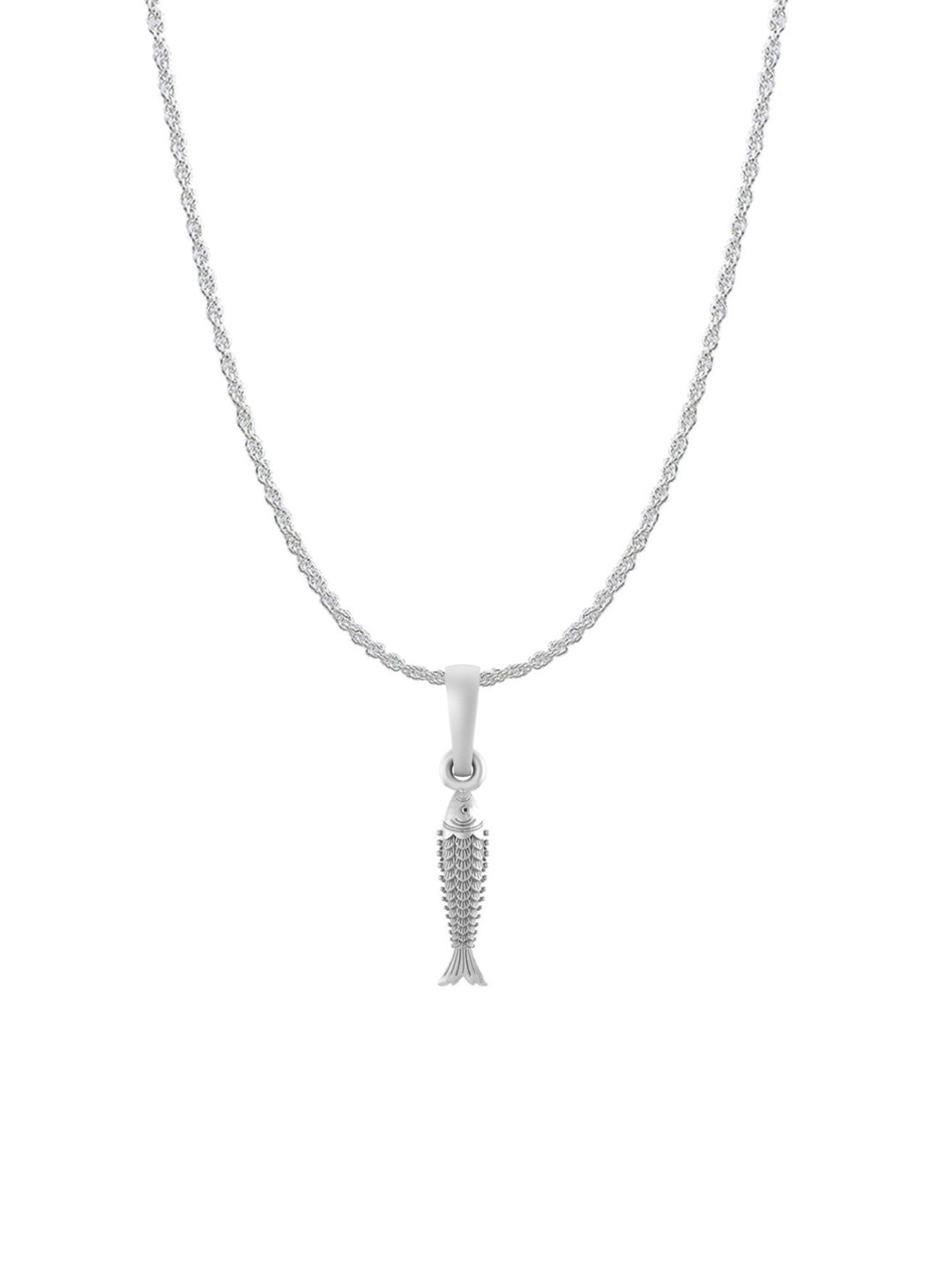 AKSHAT SAPPHIRE 925 Sterling Silver Fish Pendant With Rope Chain
