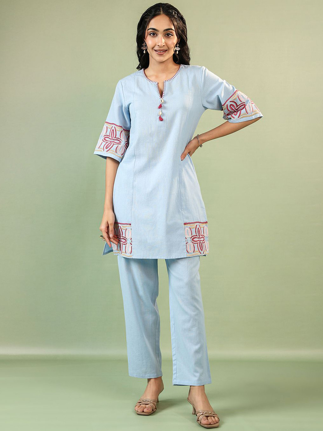 MISRI Embroidery Top With Trousers Co-Ords
