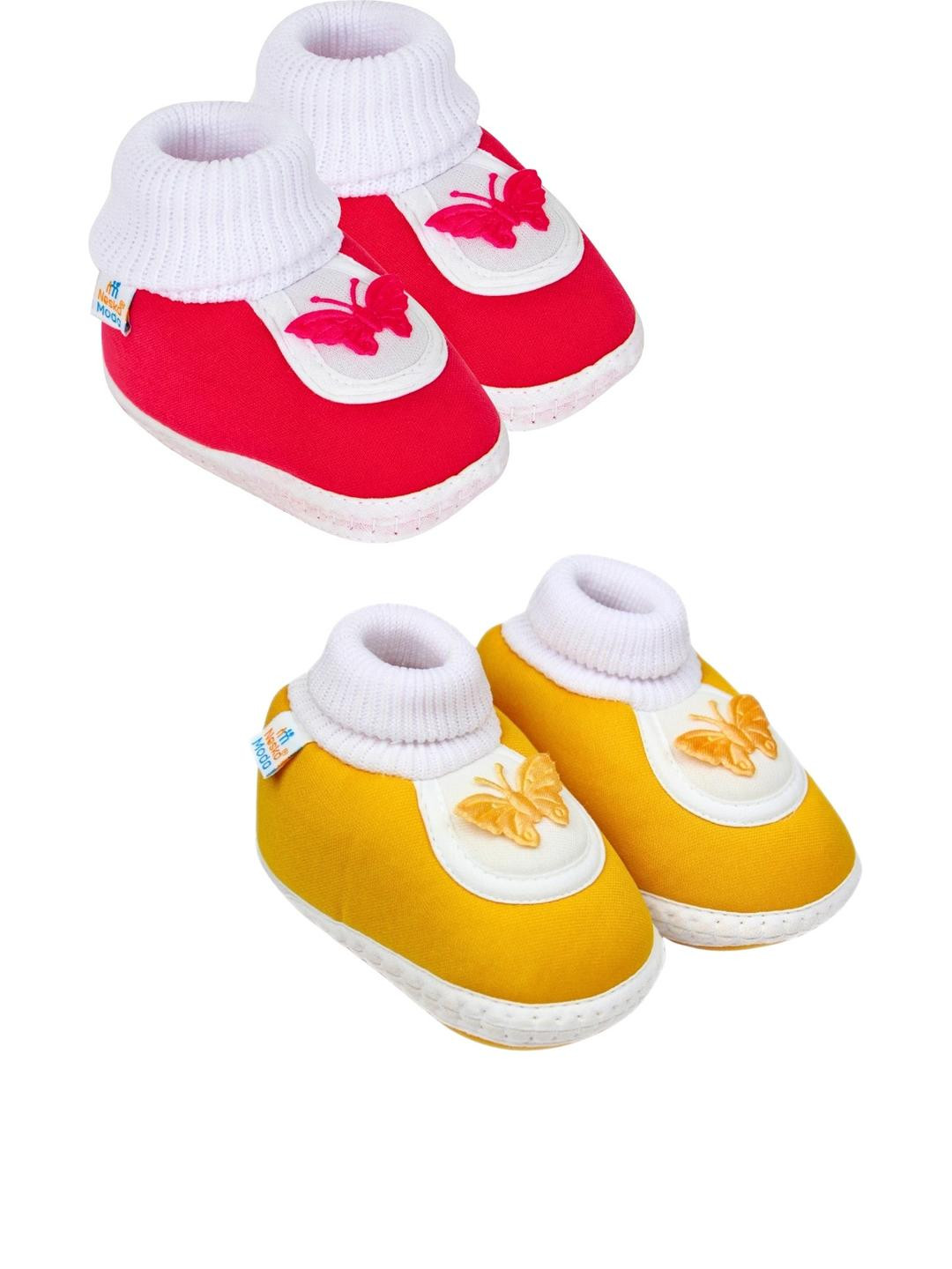 NESKA MODA 3 To 12 Months 2 Pair Set Newborn Unisex Baby Skin Friendly Cotton Butterfly Booties