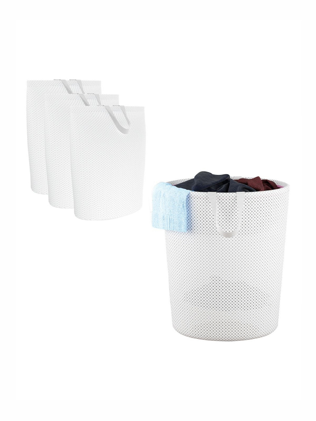 Aura 4-Pcs White Reusable Laundry Bags With Handle