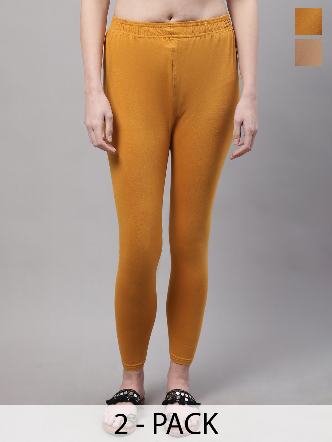 Valles365 by S.C. Pack Of 2 Mid-Rise Ankle Length Plus Size Leggings