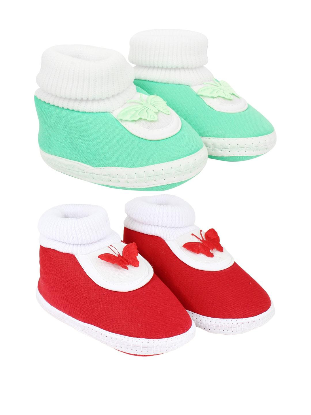 NESKA MODA 0 To 6 Months Set of 2 Pair Butterfly Newborn Soft Skin-Friendly Cotton Baby Booties