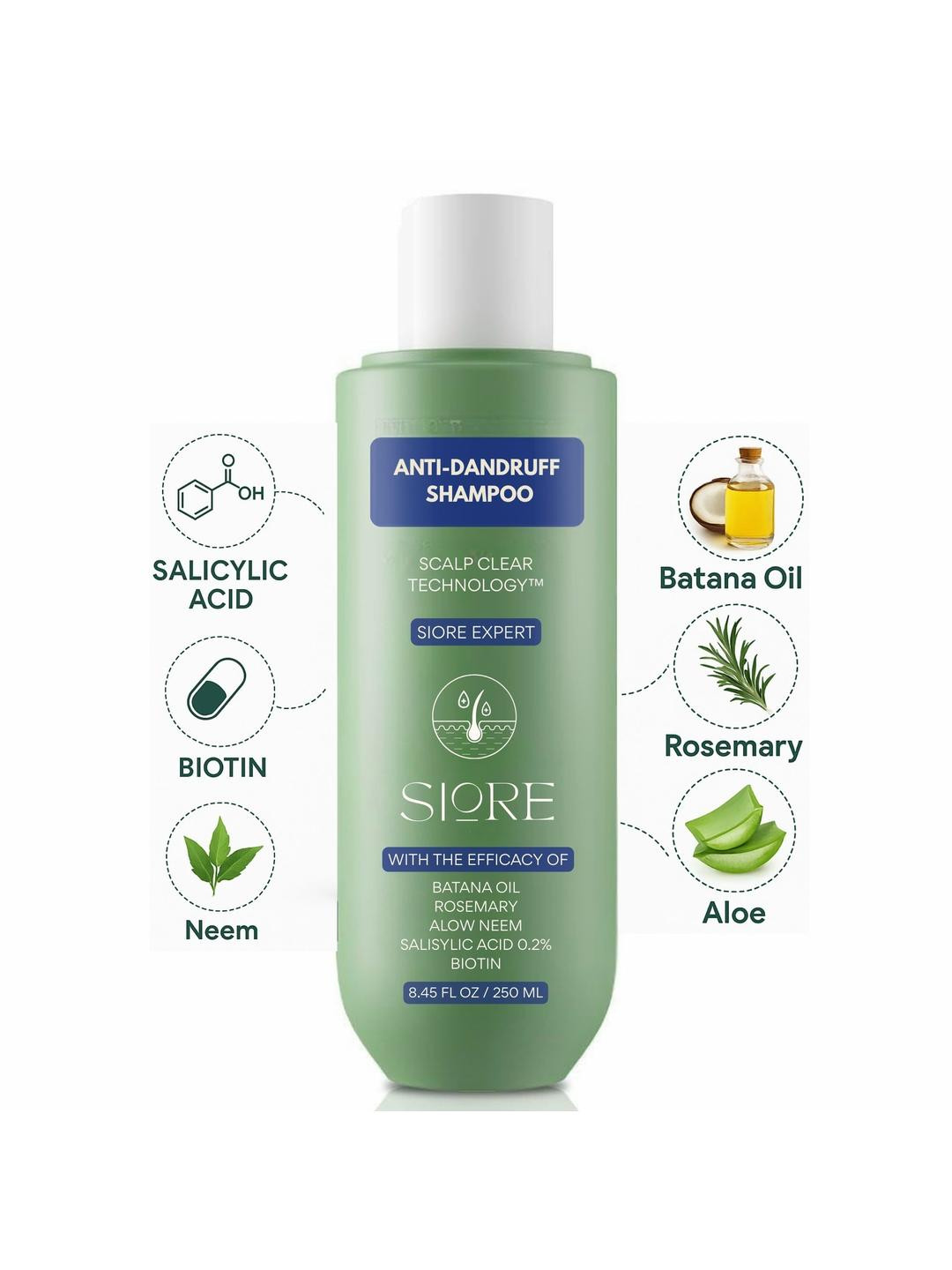 SIORE Expert Anti Dandruff Shampoo With Salicylic Acid & Biotin - 250 ml