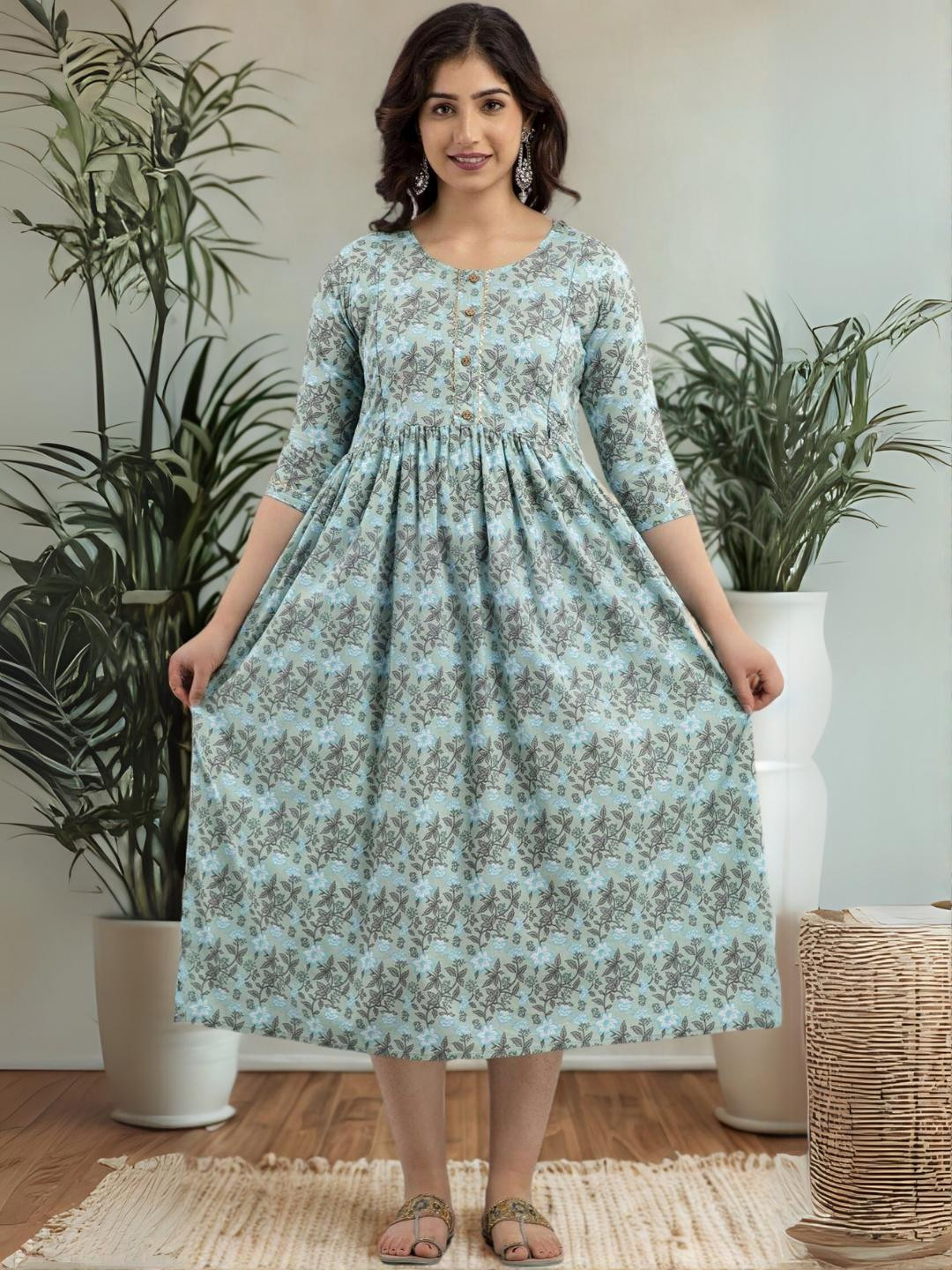 Women's Plus Size Maternity Printed Kurta
