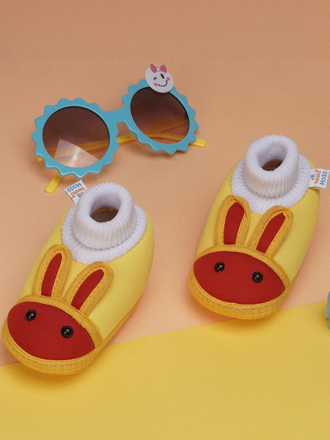 NESKA MODA 6 To 12 Months Infants Cute Soft Cotton Pre-Walker Rabbit Face Booties