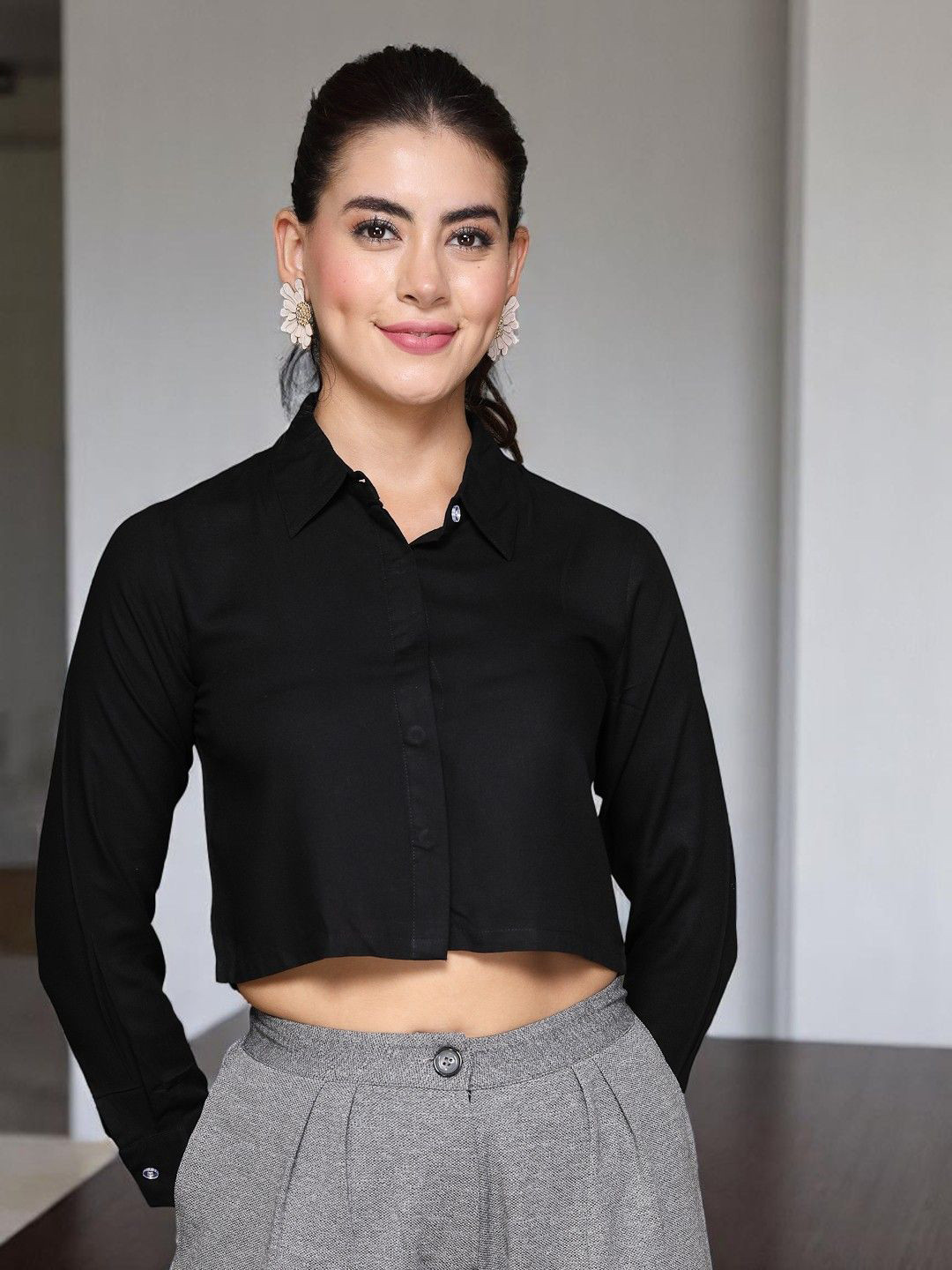 OOMPH! FACTOR Cutaway Collar Long Sleeves Casual Shirt