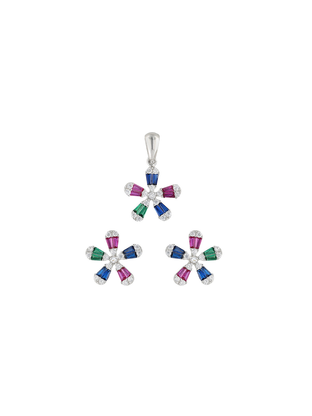 Shyne Jewels  Rhodium-Plated Stone-Studded and Beaded Jewellery Set