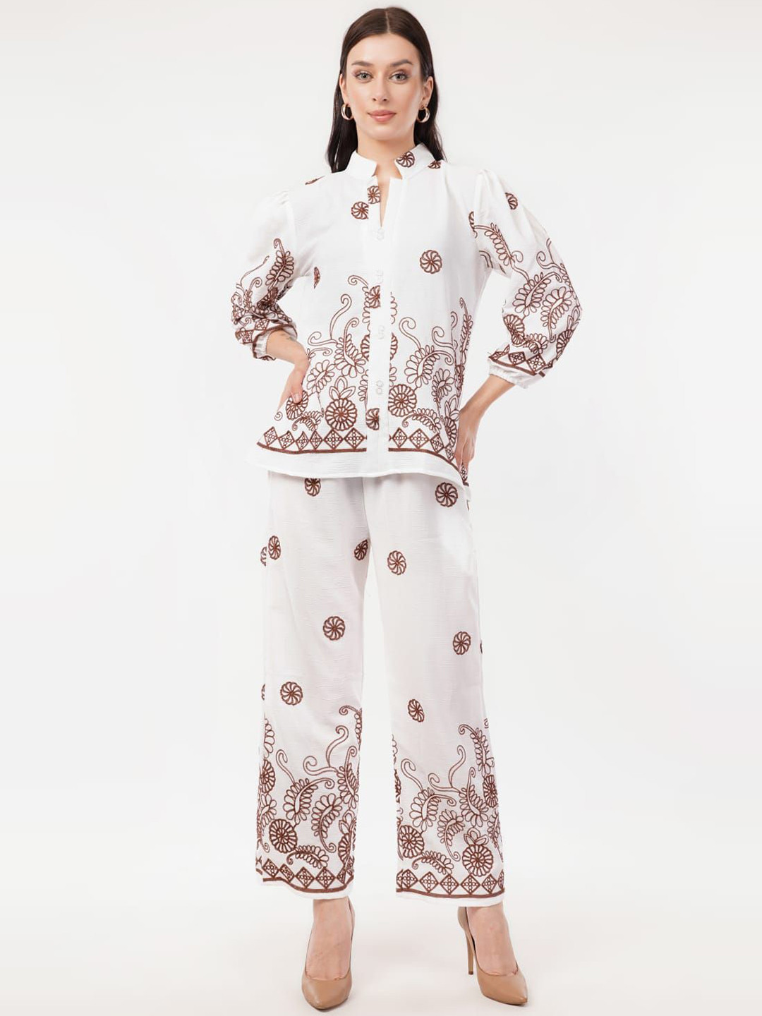 HIGH BUY Embroidered Shirt & Trousers Co-Ords