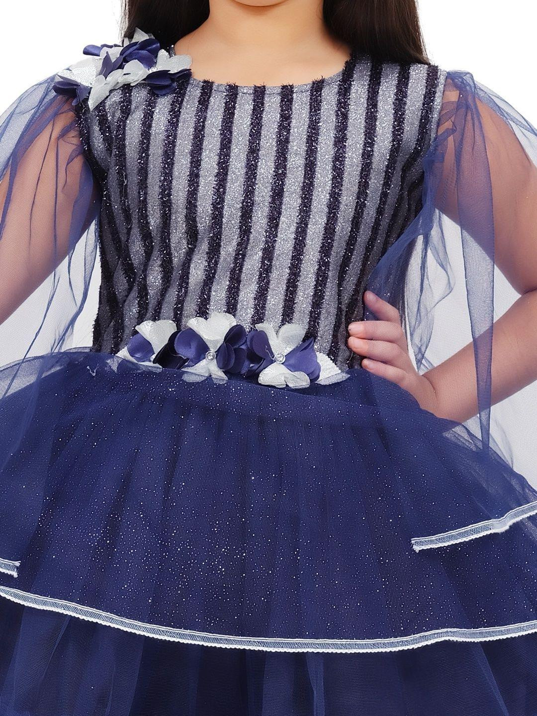 Bongprince Striped Net Fit & Flare Dress