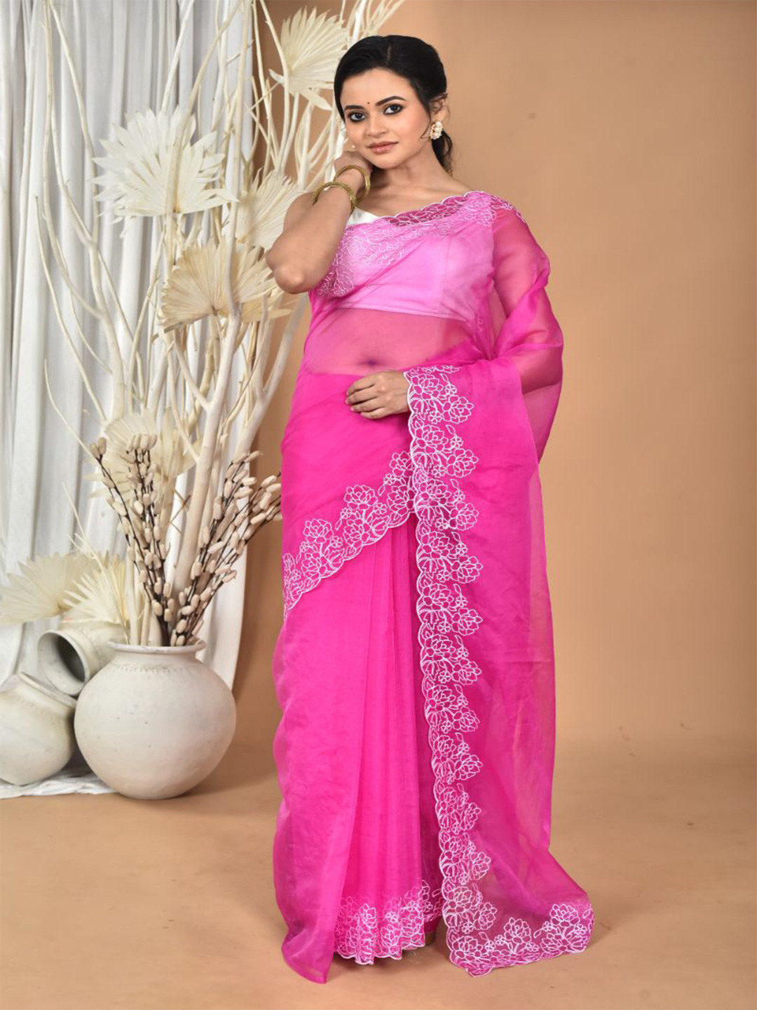 Morchari Organza Saree with Stitched Blouse