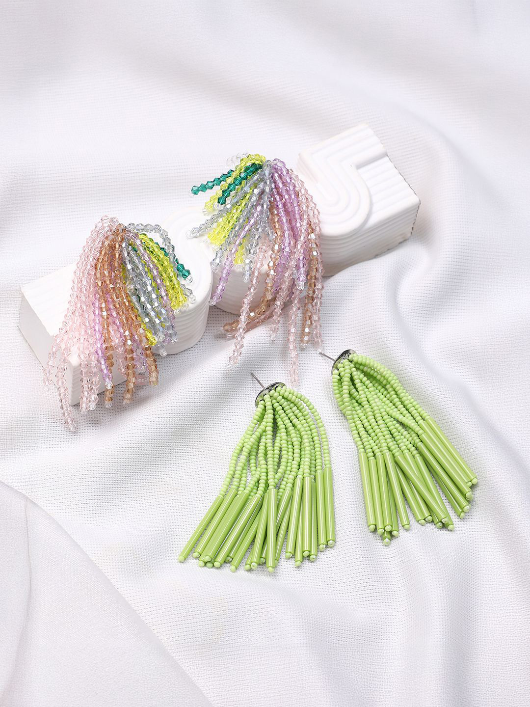 SOHI Set Of 2 Fringette Contemporary Drop Earrings