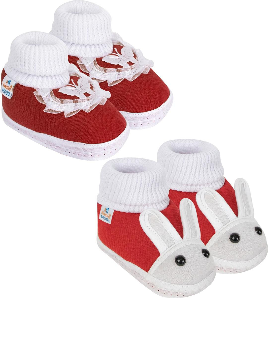 NESKA MODA 3 To 12 Months Baby Boys & Baby Girls Pack of 2 Pair Cute Soft Cotton Pre-Walker Booties