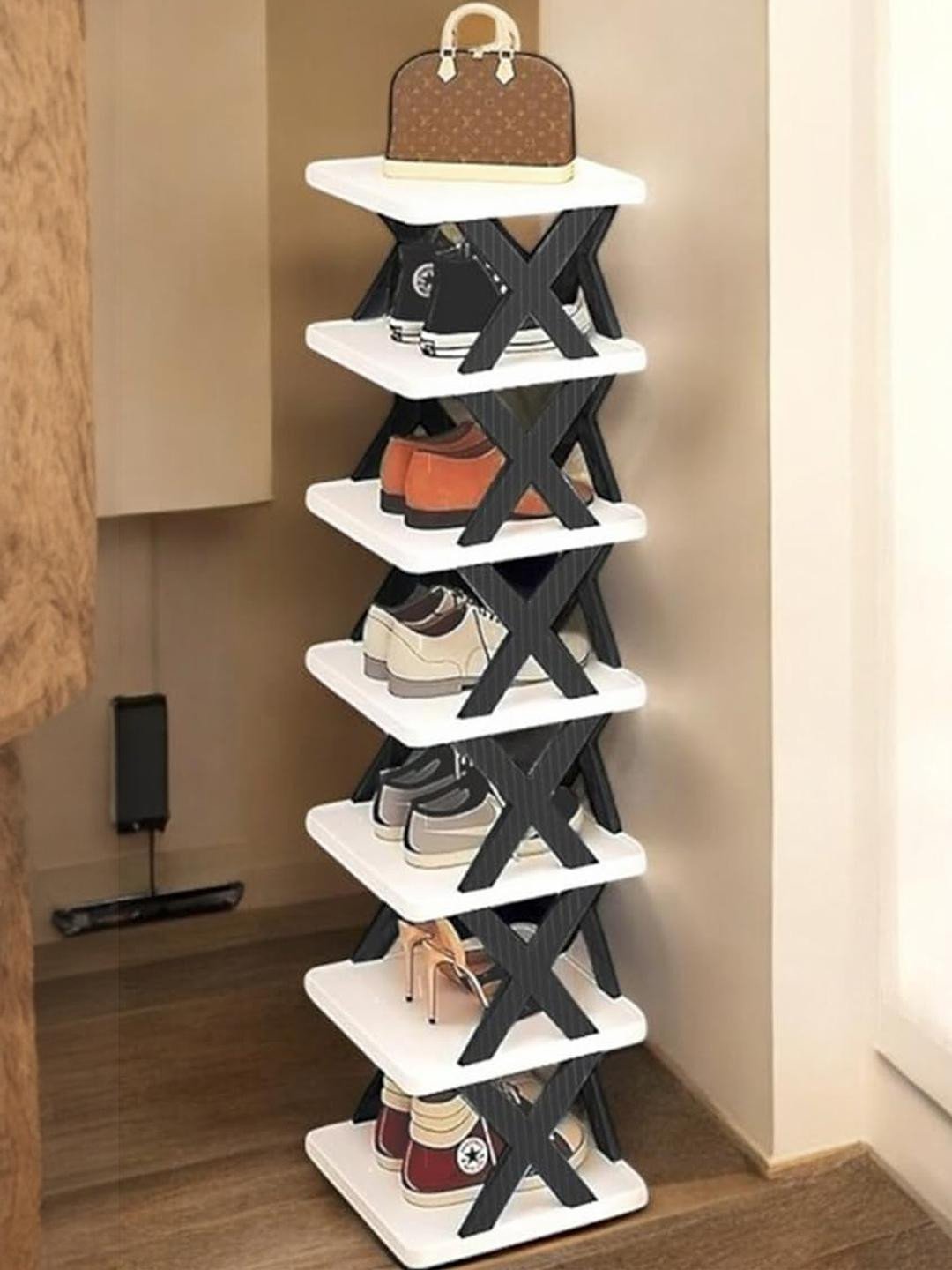 Go Hooked 7-Tier Durable Plastic Organizer lightweight Storage Shoe Rack