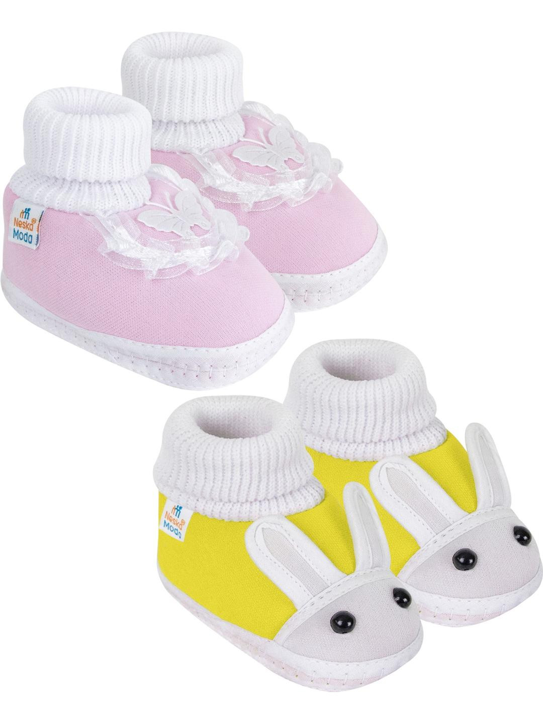 NESKA MODA 3 To 12 Month Cotton Baby Booty 2 Pair Combo Skin Friendly Soft Butterfly Rabbit Booties