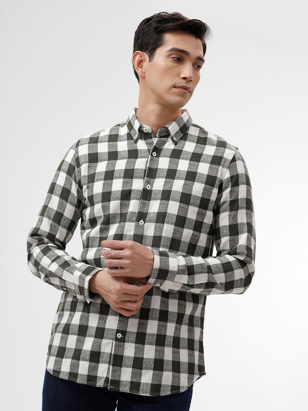The Collection Checked Button-Down Collar Long Sleeves Regular Fit Cotton Casual Shirt