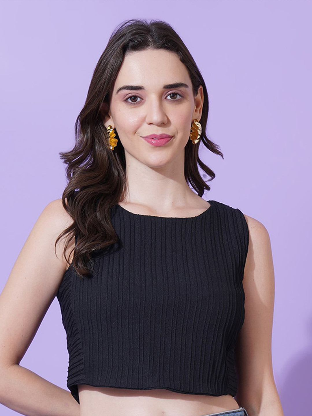 Kushi Flyer Women Striped Round Neck Sleeveless Top