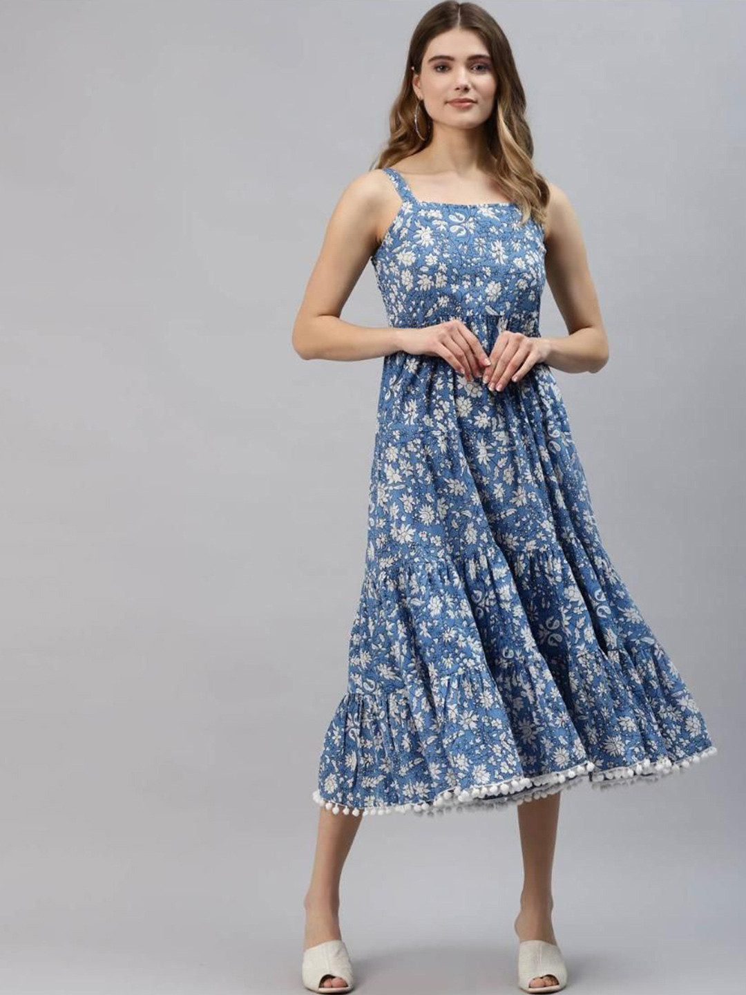 MAYANA Women Ethnic Motifs Printed A-Line Midi Dress