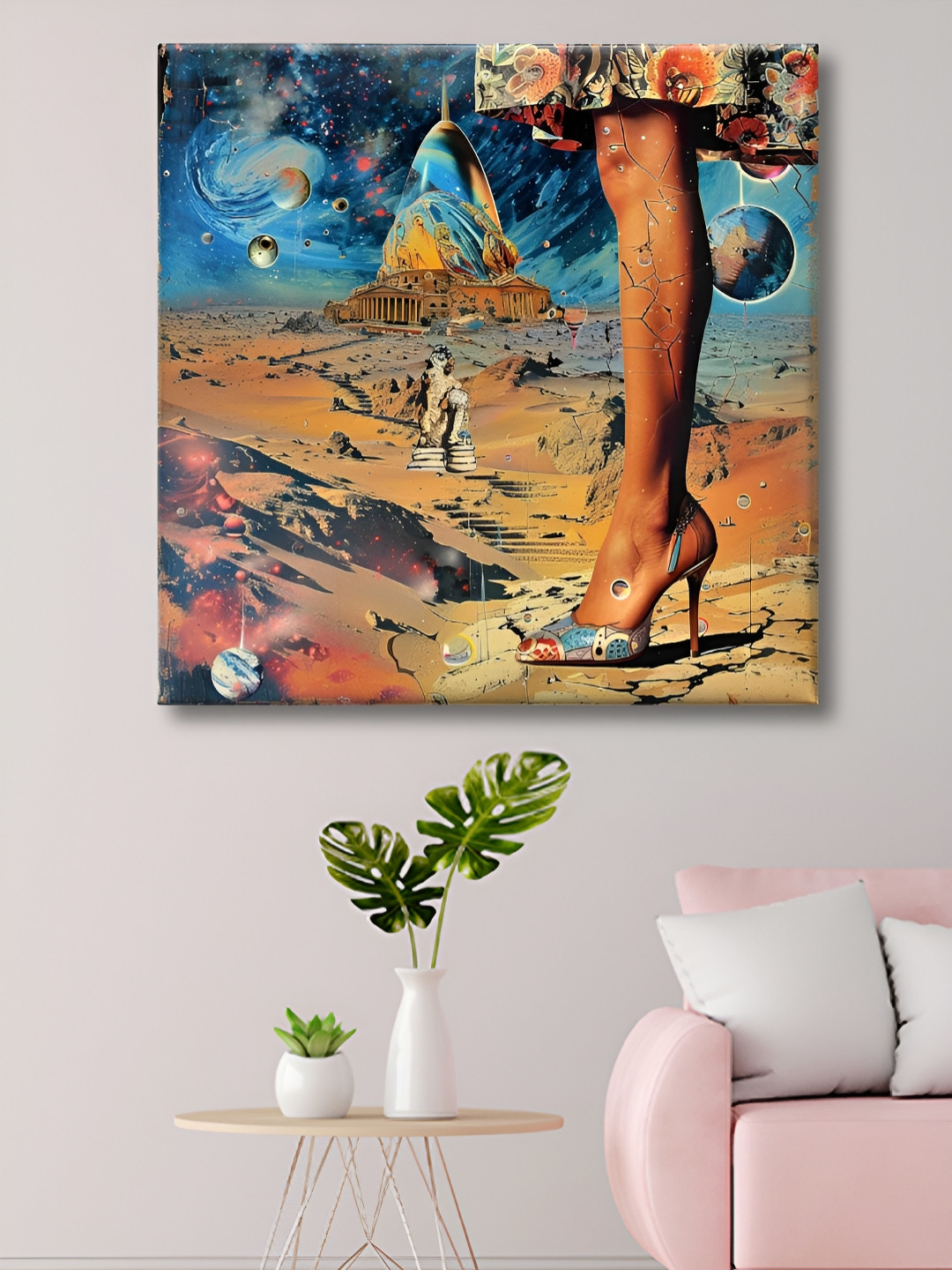 SAF Brown & Blue Cosmic Muse Printed Canvas Wall Art