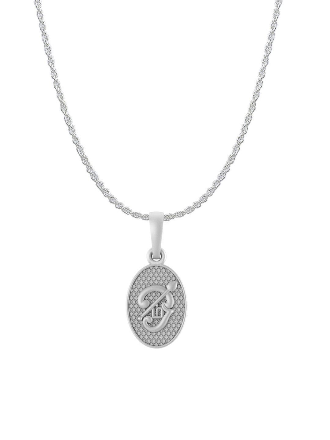AKSHAT SAPPHIRE 92.5 Sterling Silver Oval OM Pendant with Rope Chain