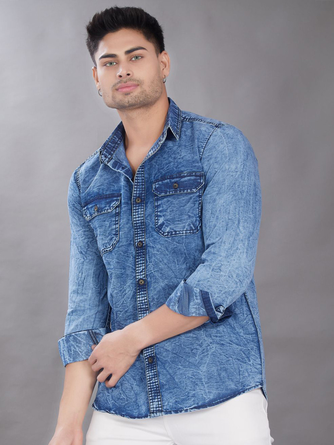 THE BEETEL HOUSE Men Club Slim Fit Faded Colourblocked Casual Shirt