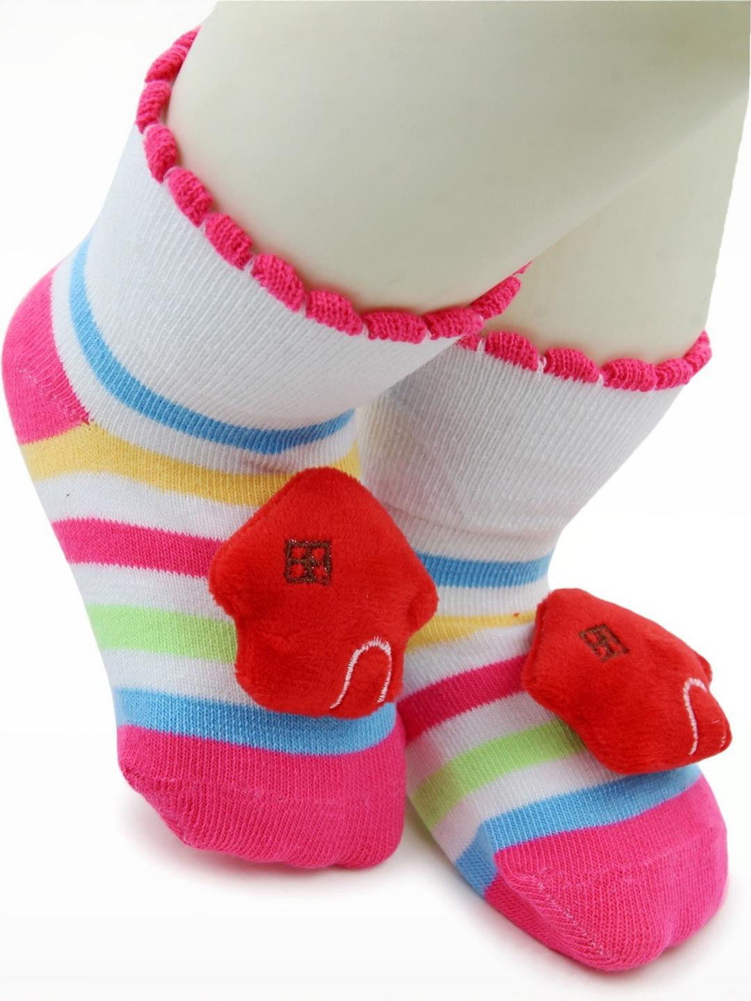 NESKA MODA 6 To 12 Months Cotton Home Face Home Print Baby Ankle Socks/ Booties