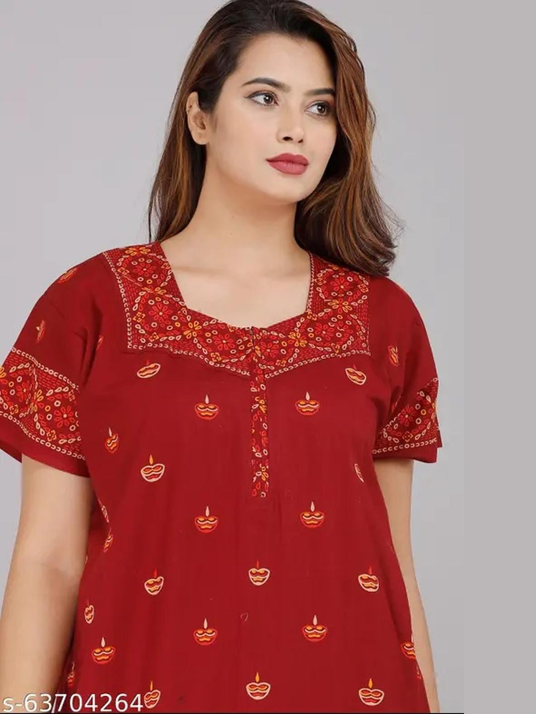 AAKARSHANA Printed Maxi Nightdress