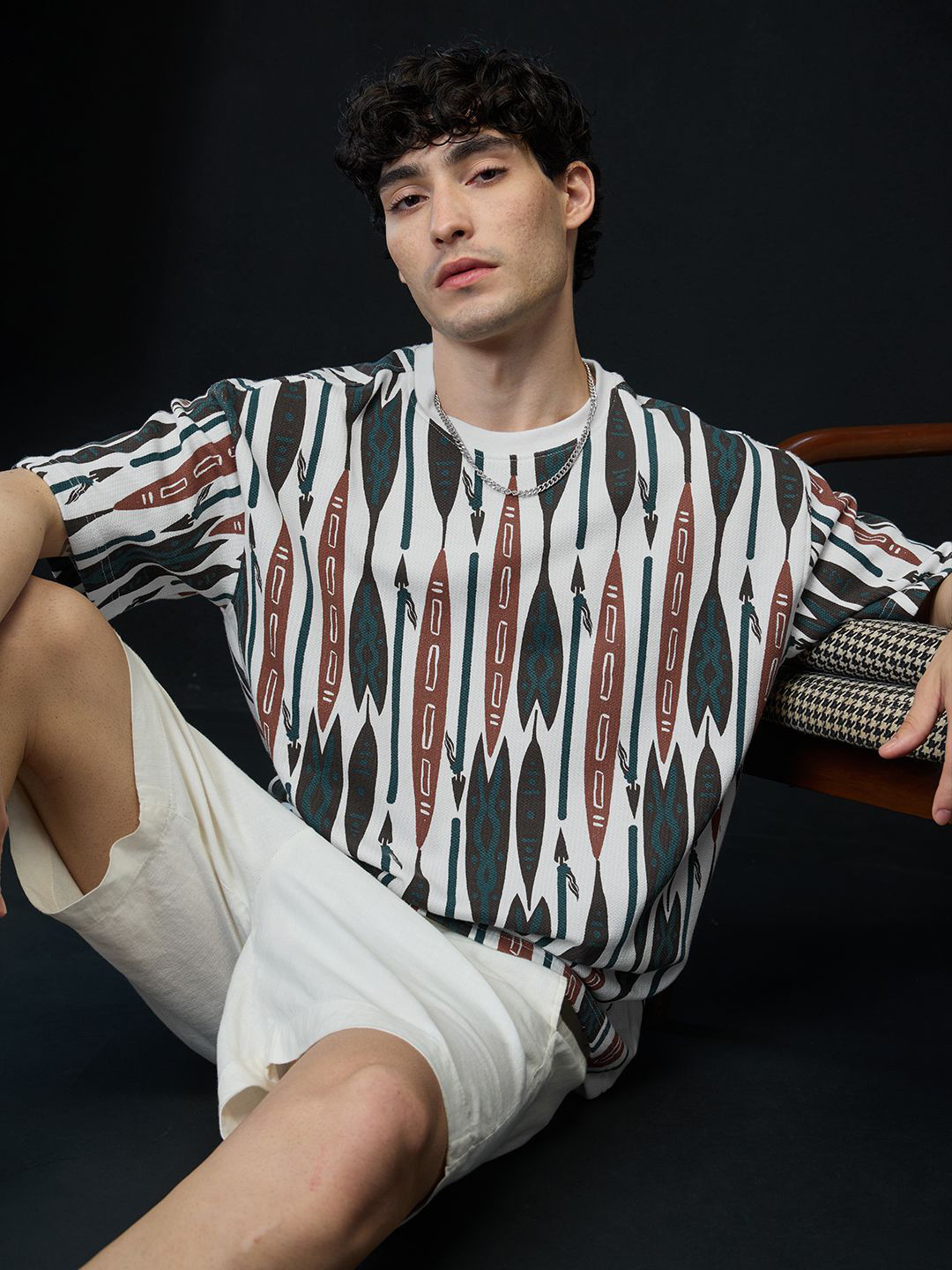 The Souled Store Graphic Printed Drop-Shoulder Sleeves Canyon Thread Oversized T-shirt