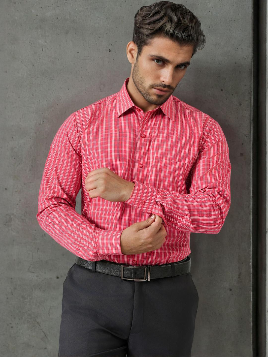 Haute Tissue Cambridge Wine Full Sleeves Checks Shirt