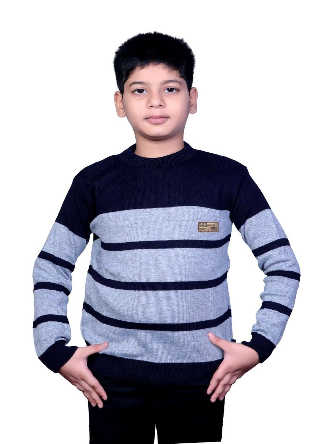 Selcan Unisex Kids Striped Woollen Long Sleeves Sweaters