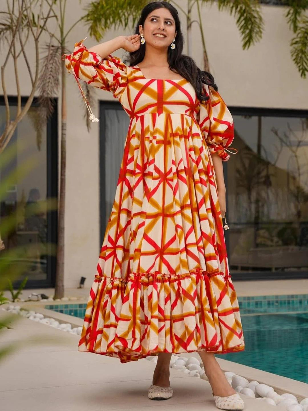 CORSICA Floral Print Puff Sleeve Layered Fit & Flare Short Dress