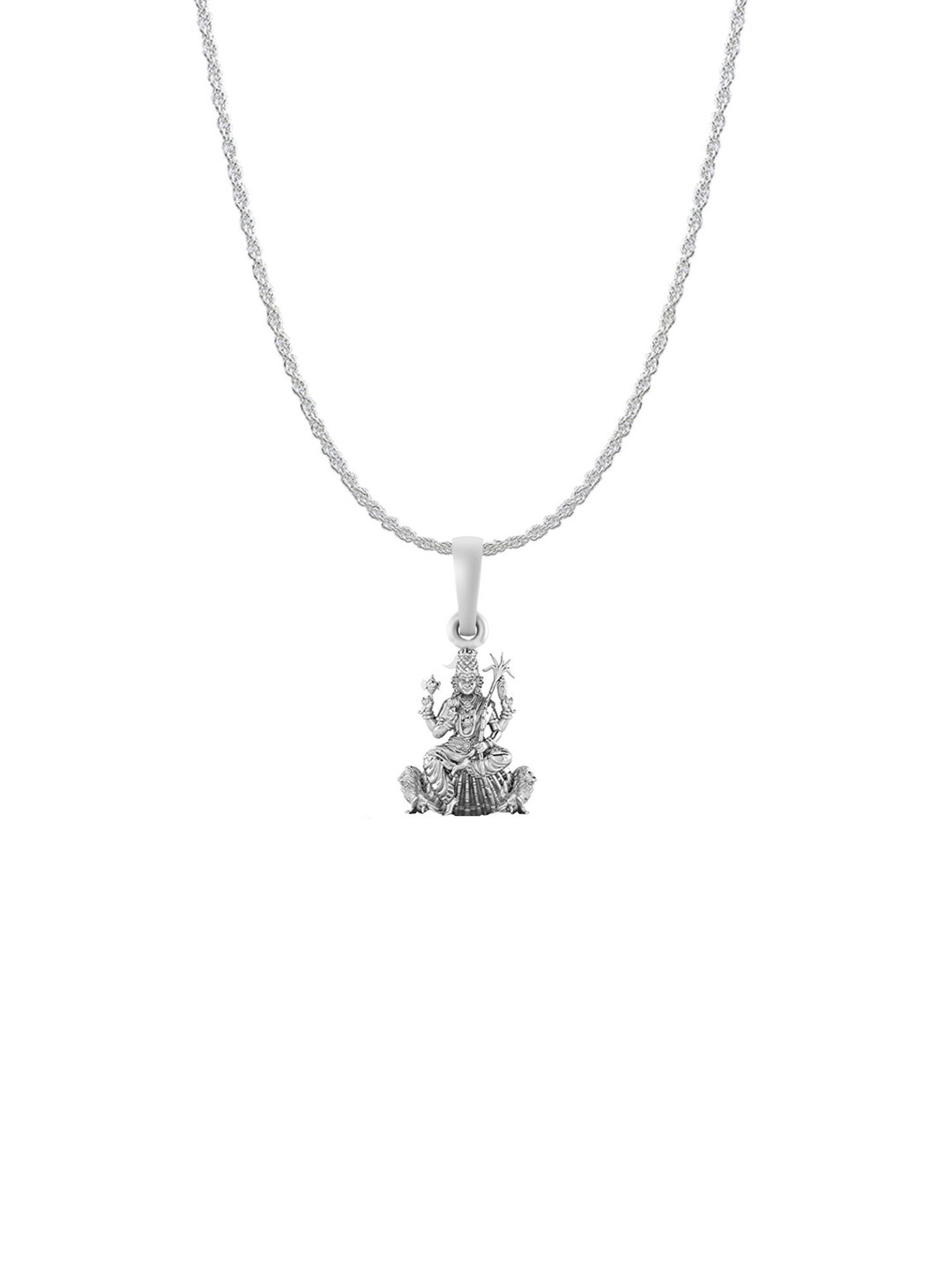 AKSHAT SAPPHIRE 925 Sterling Silver Kamakshi Devi Pendant With Figaro Chain