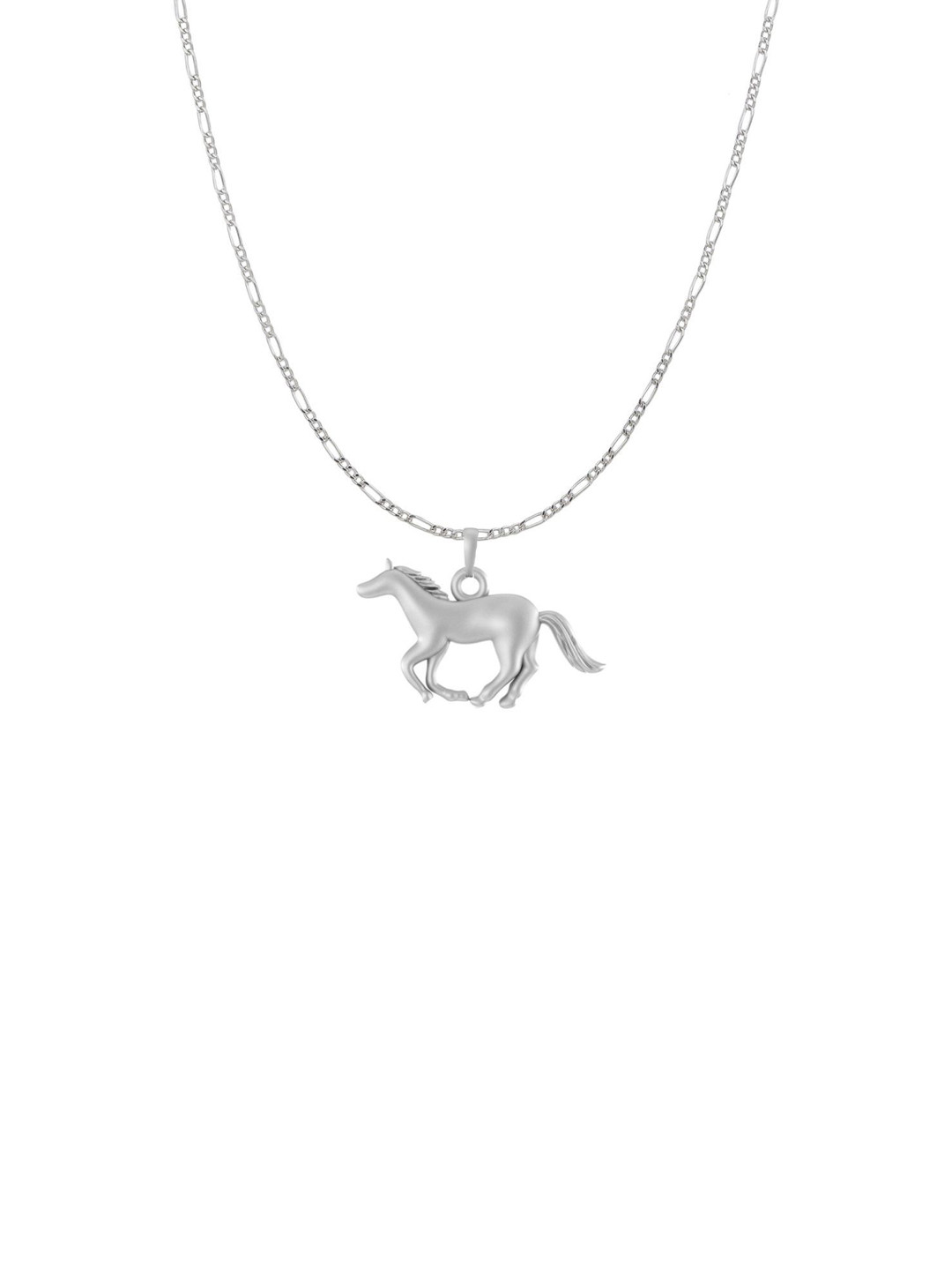 AKSHAT SAPPHIRE 92.5 Sterling Silver Horse Pendant with Figaro Chain
