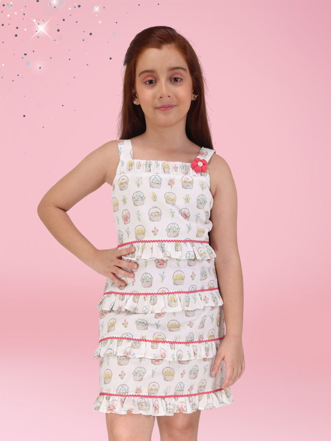 CUTECUMBER Girls Printed Applique Shift Dress
