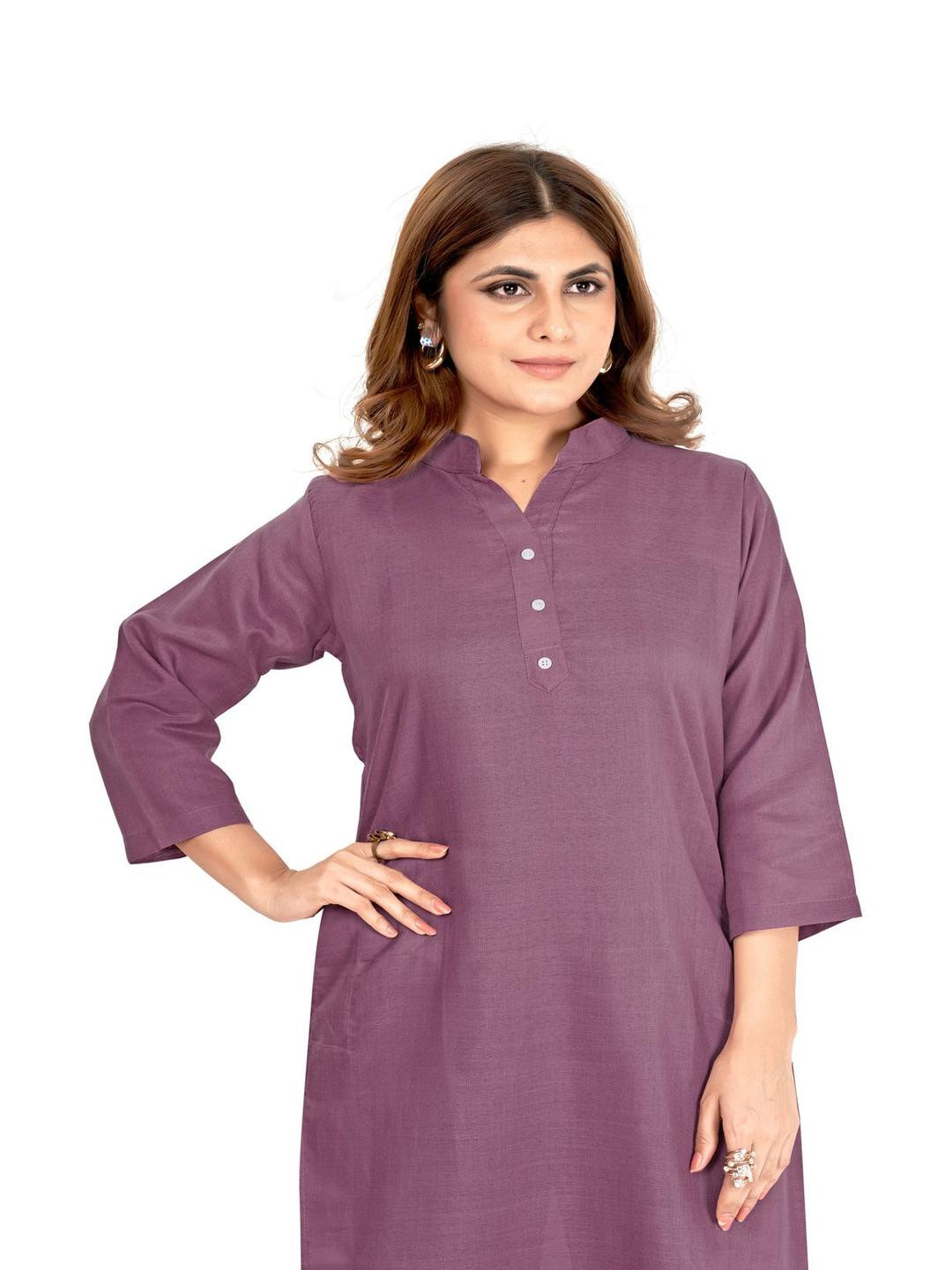 Moda Rapido Purple Cotton Blend Kurtis