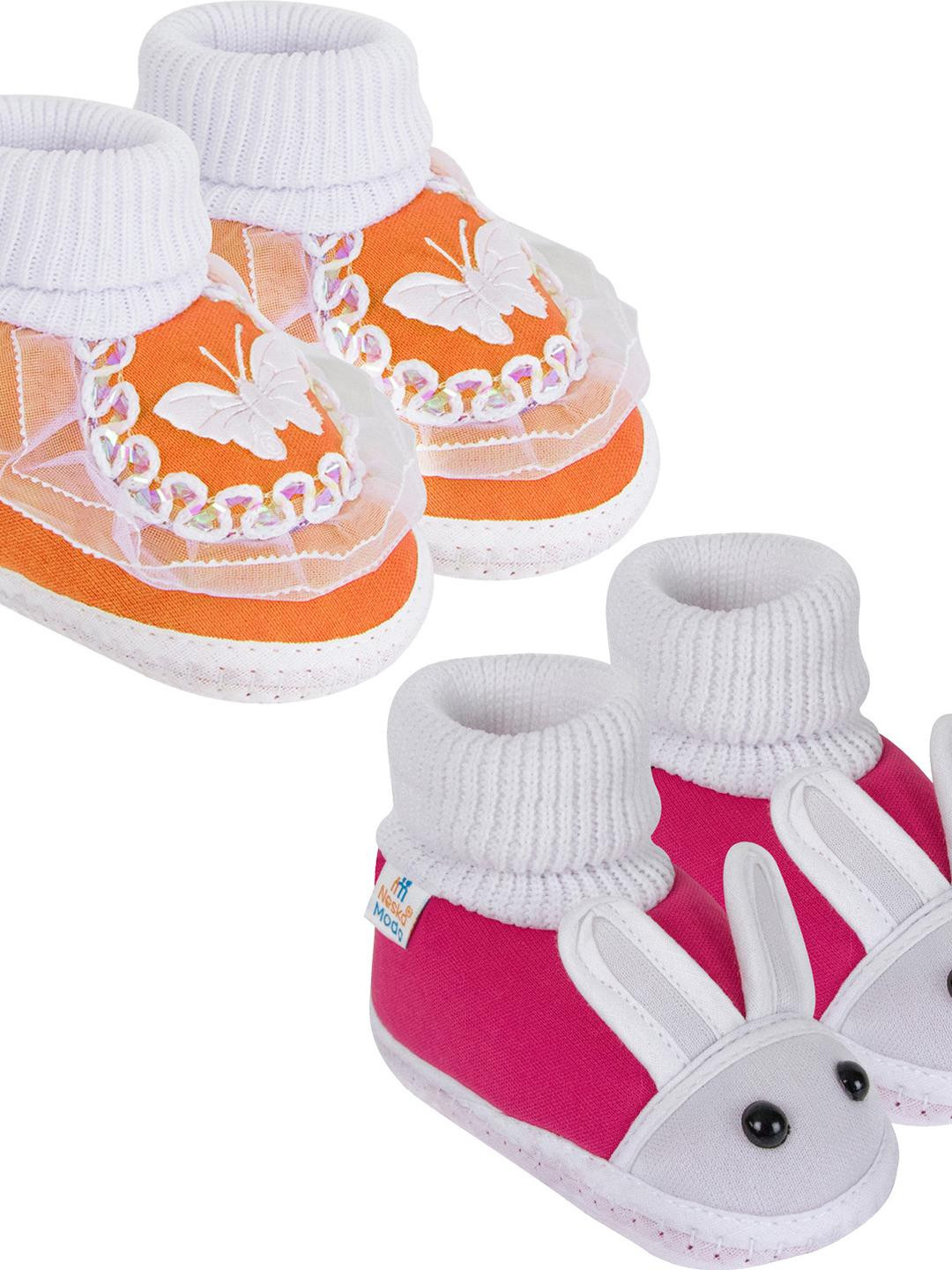 NESKA MODA 3 To 12 Month Cotton Booty 2 Pair Newborn Unisex Baby Skin Friendly Soft Rabbit Booties