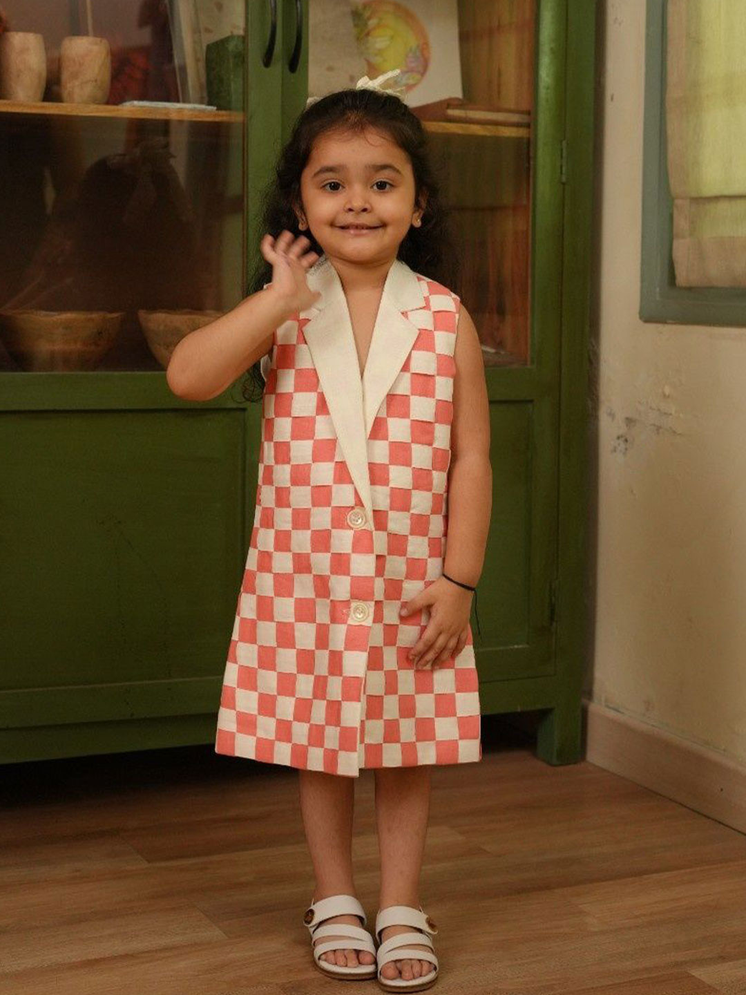 Funny Bones Girls Intersect Pure Linen Blazer Dress