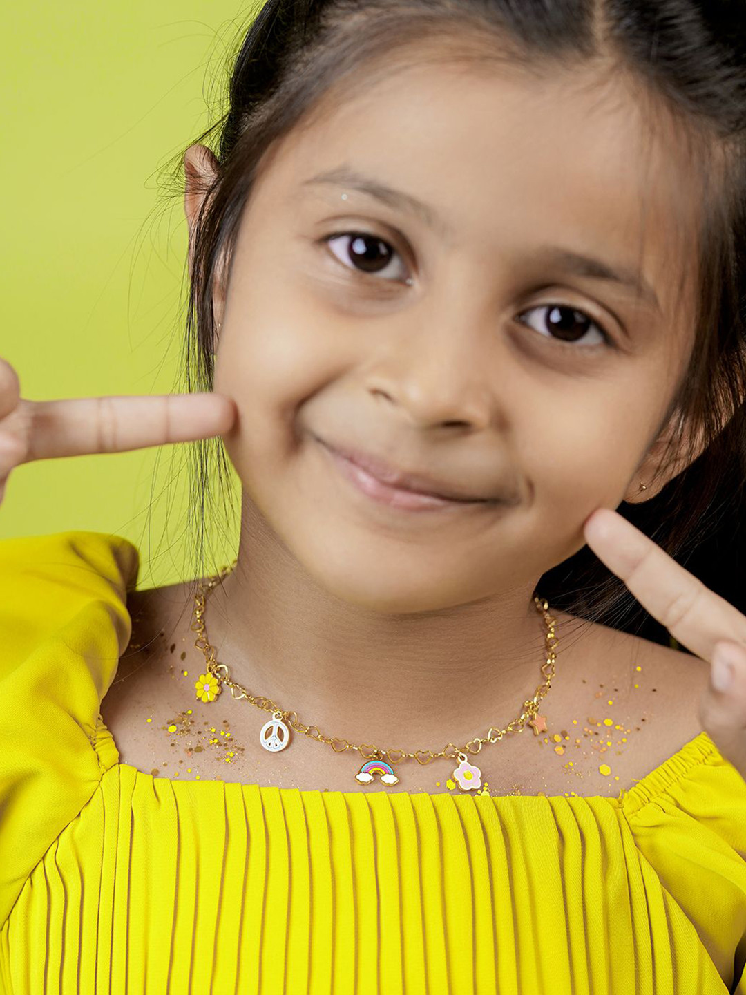 SWASHAA Girls 18K Gold-Plated Stainless Steel Sunday Charms Chain