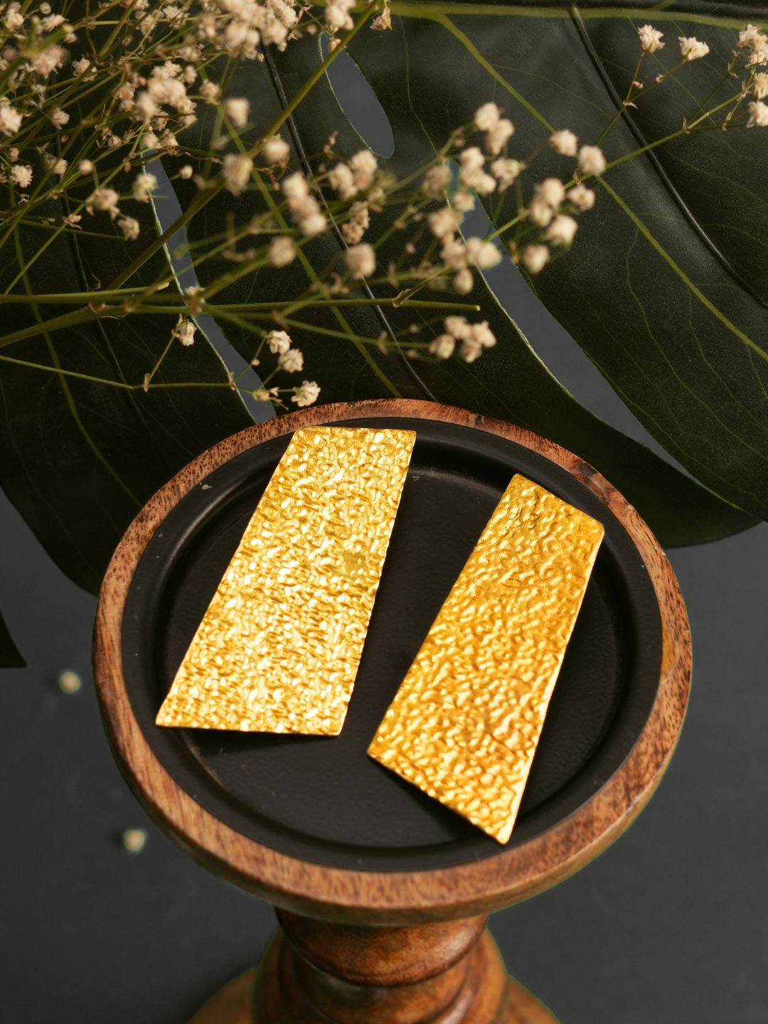 Basraa Gold-Plated Squared Shaped Drop Earrings