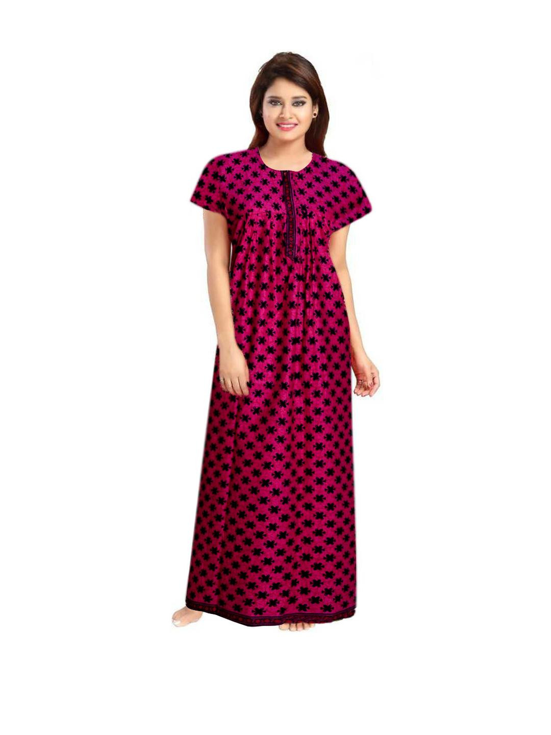 Pure Cotton Printed Nighty Night dress Maxi Gown For Women