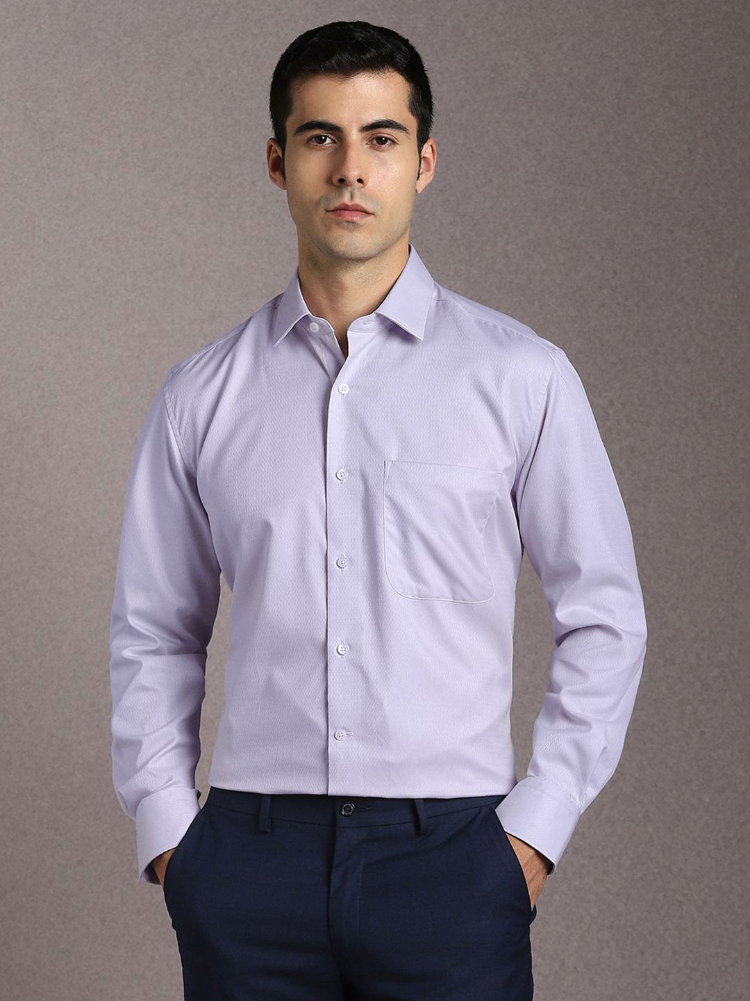 Luxure by Louis Philippe Spread Collar Cotton Shirt