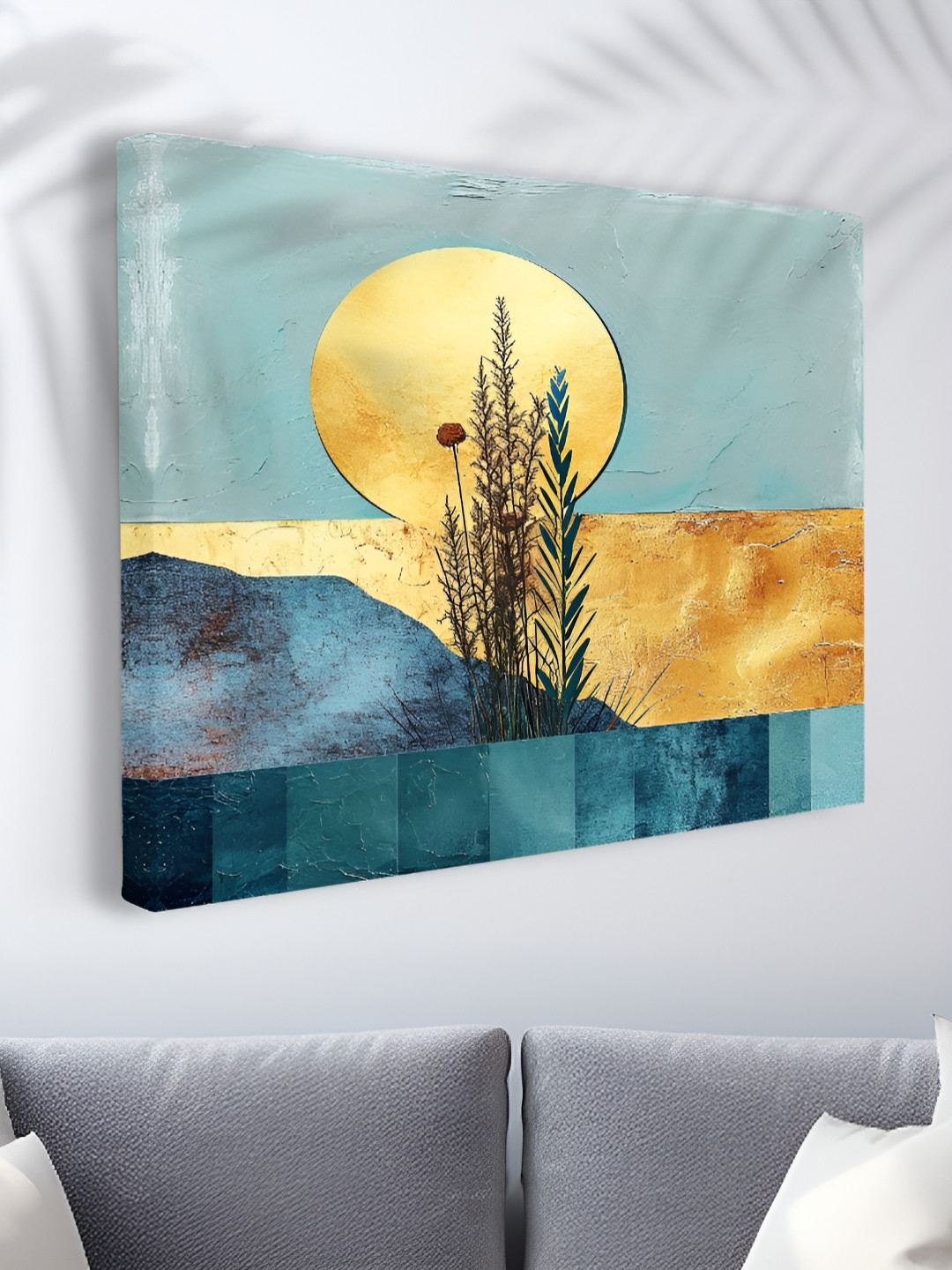 Livin'luxe Blue & Beige Abstract Canvas Wall Art