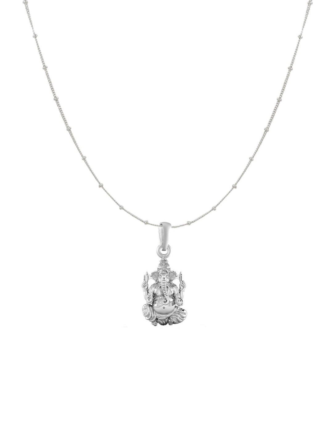 AKSHAT SAPPHIRE 92.5 Sterling Silver Ganesh God Pendant with Ball Chain