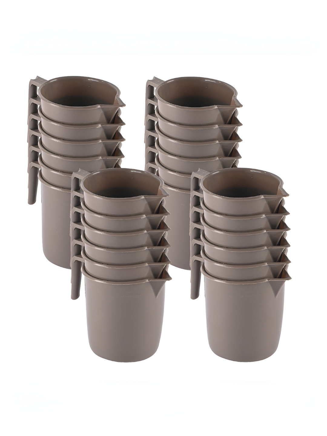 Aura Brown 24 Pcs Multi-Functional 1 Ltr Plastic Mug for Bathroom Durable Daily Use