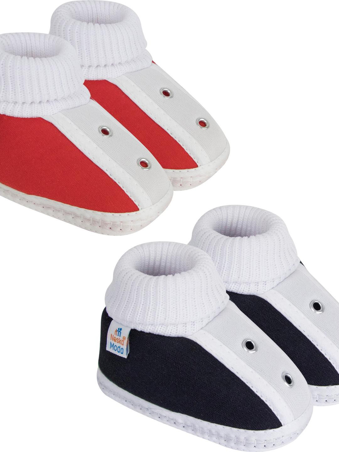 NESKA MODA 3 To 12 Months Baby Boys & Baby Girls Set of 2 Pair Combo Cute Soft Cotton Shoe Booties