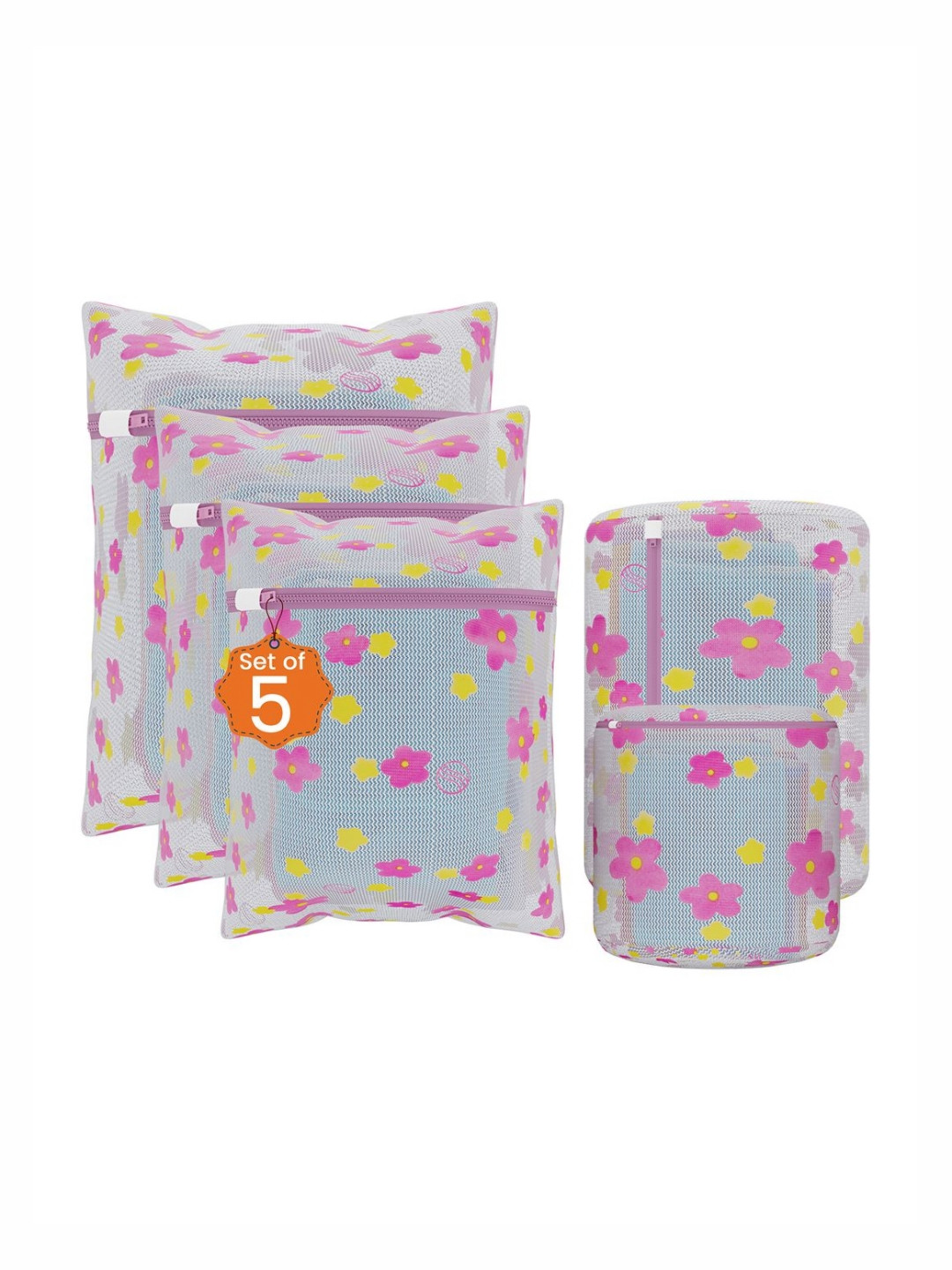 Aura 25-Pcs Pink Printed Reusable Laundry Bags With Zip