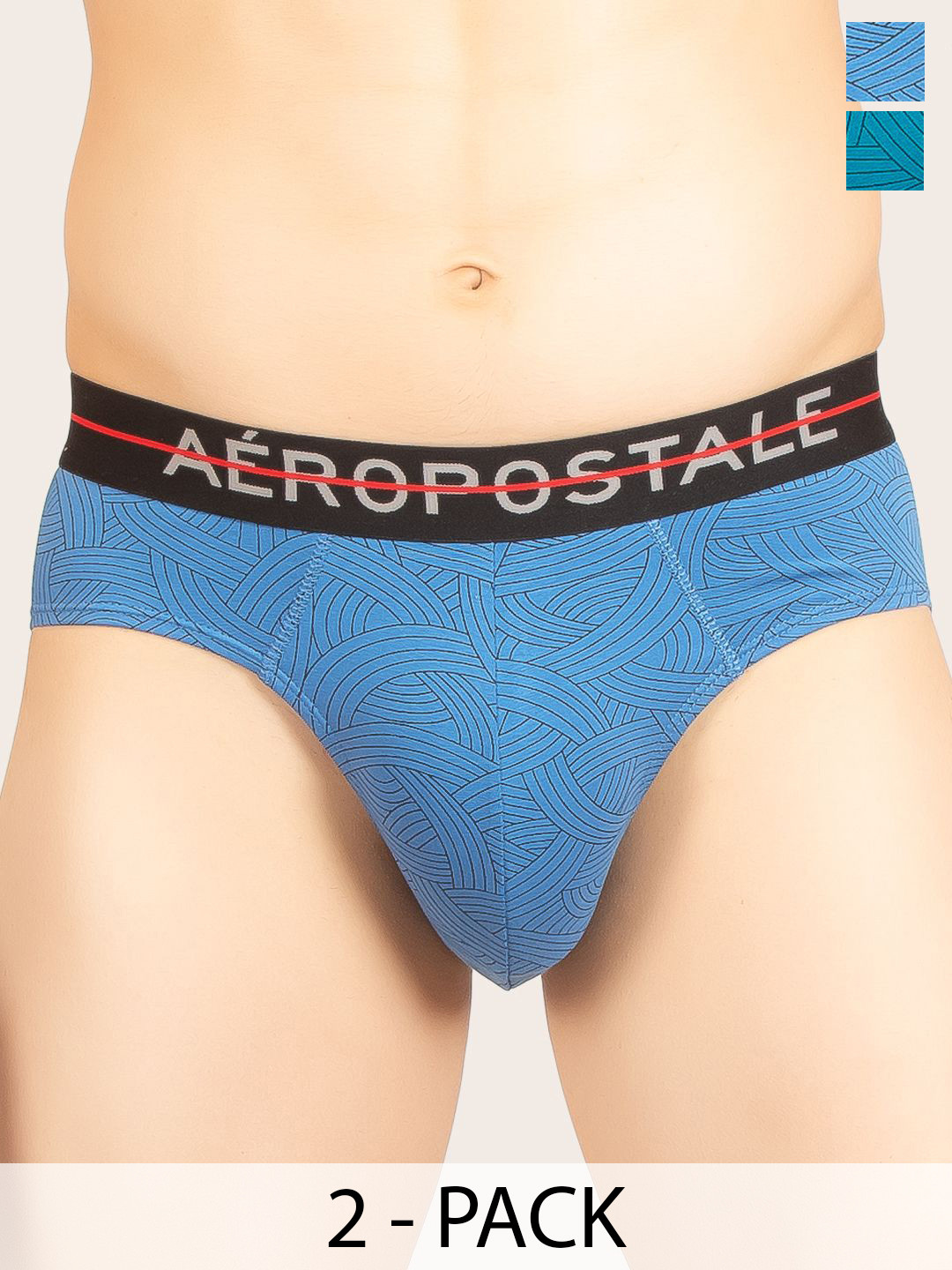 Aeropostale Pack Of 2 Printed Mid-Rise Basic Briefs A_LJABF01-BGBL/OCBK