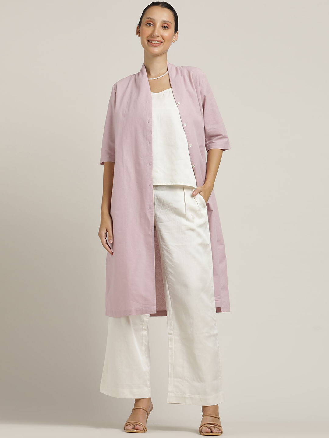 Saltpetre Overlay With Cream Slip Top & Trouser Co-Ords