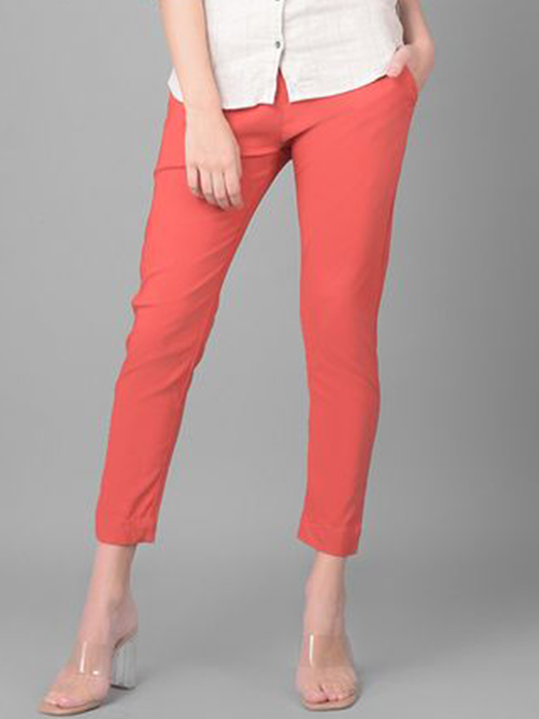 Comfort Lady Cotton High-Rise Elastic Waist Pencil Trousers